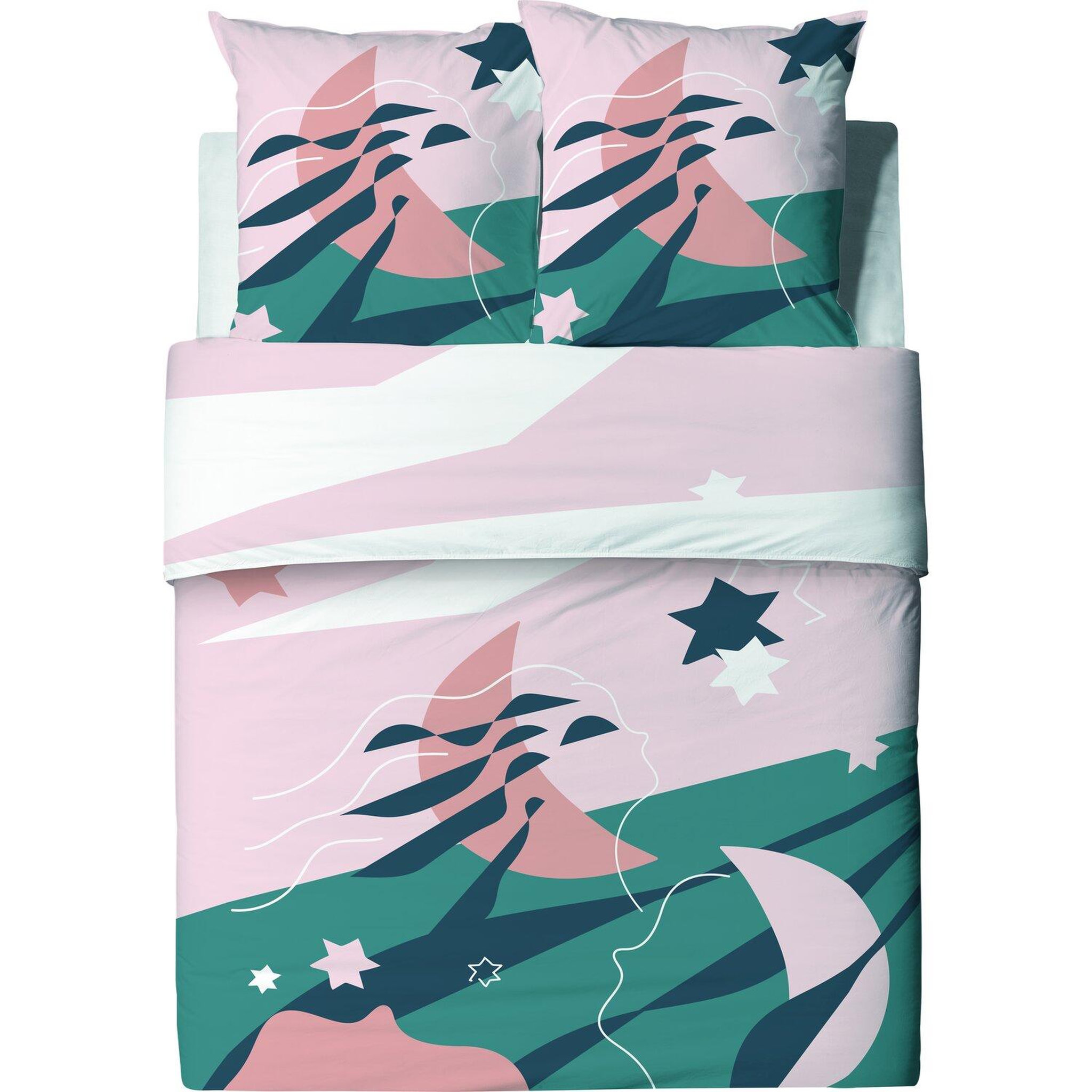 Les Ateliers du Linge Parure de housse de couette 100% coton 57fils heol. Coloris disponibles : Rose