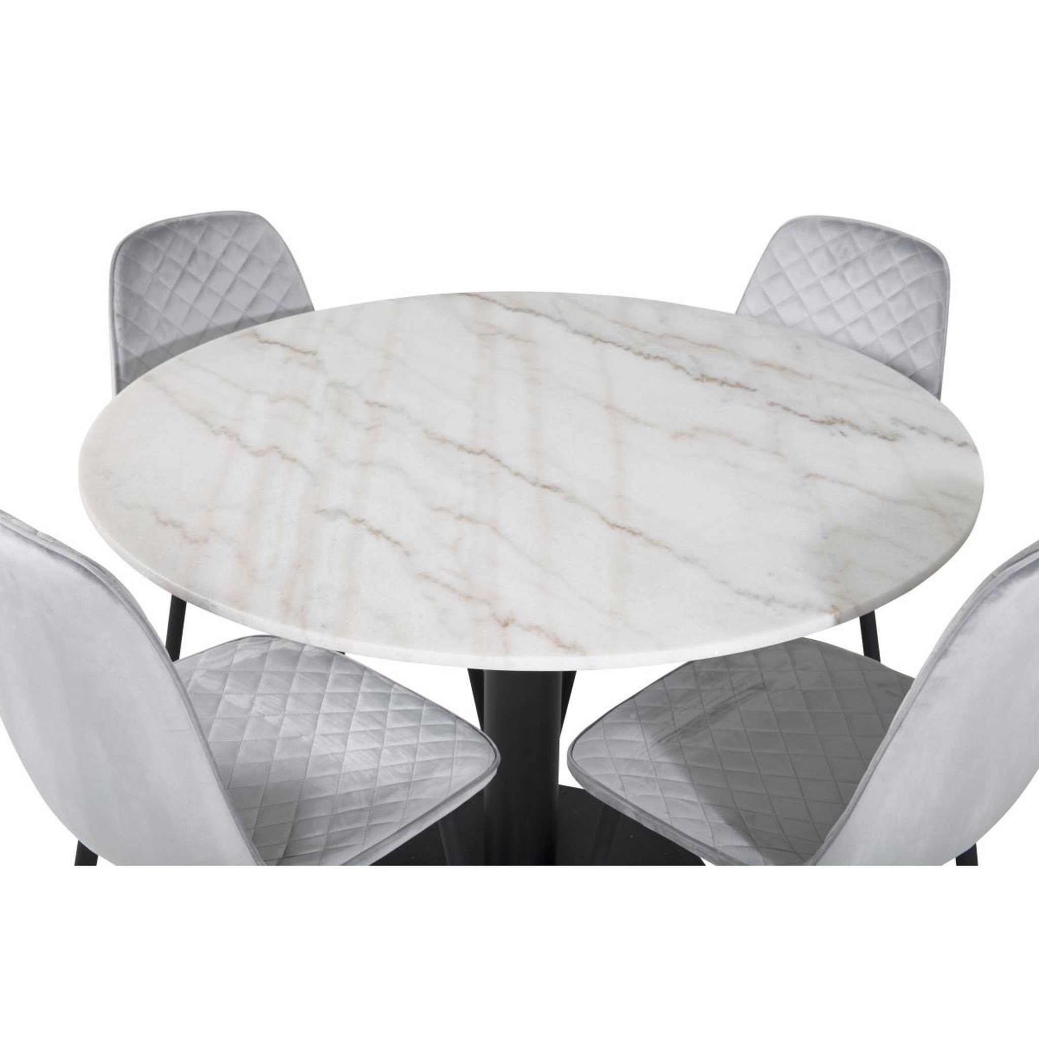 Voir la diapositive 3 : Paris Prix Ensemble table à manger & 4 chaises design  estelle i & polar  106cm blanc & gris