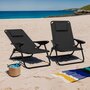 Voir la diapositive 2 : ID MARKET Lot de 2 chaises de plage pliantes - fauteuils de jardin inclinables sac à dos noir et toile noire