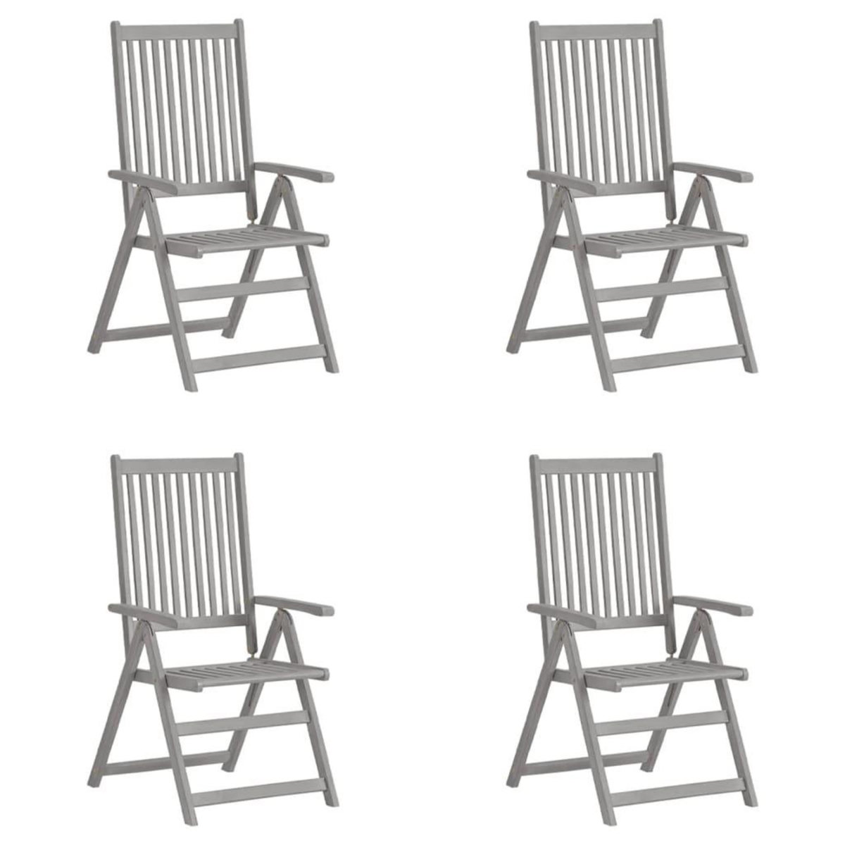 VIDAXL Chaises inclinables de jardin lot de 4 Gris Bois solide acacia