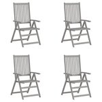 VIDAXL Chaises inclinables de jardin lot de 4 Gris Bois solide acacia
