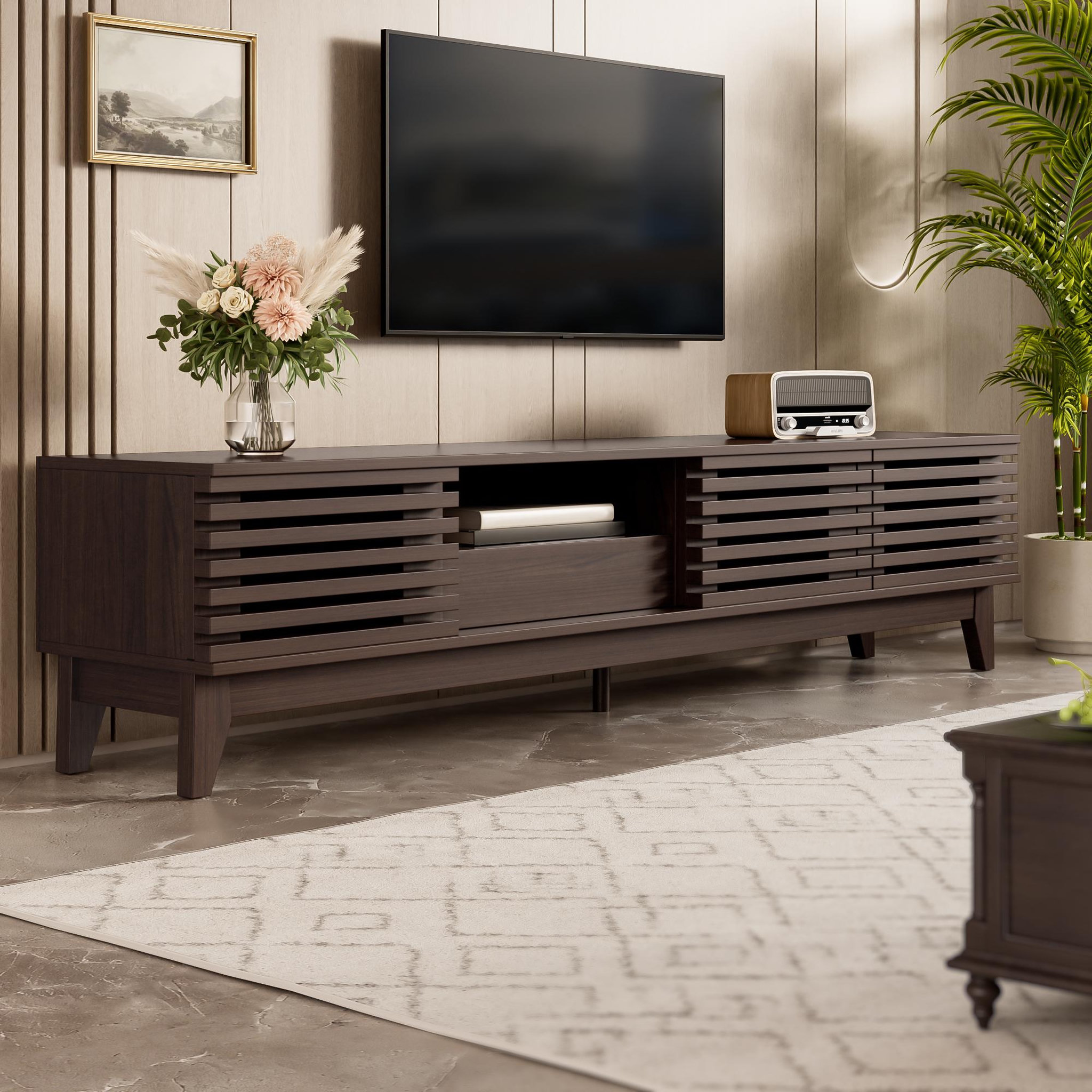 Voir la diapositive 4 : MERAX Meuble tv naturel 170 cm panneau de particules
