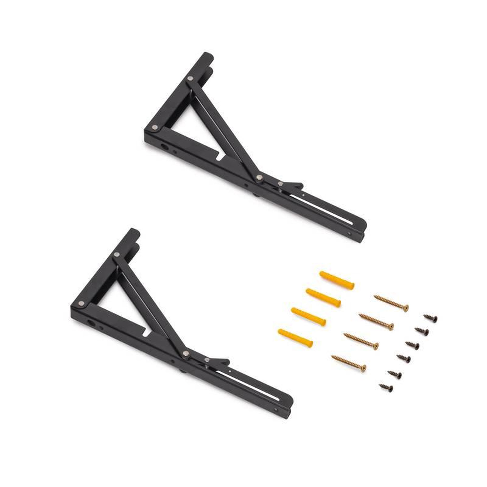 EMUCA SRL Jeu de Supports de pliage - longueur 303mm - Acier - Noir