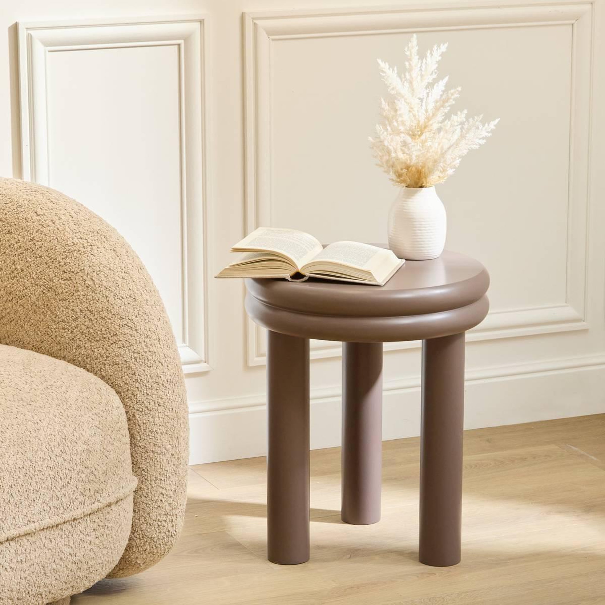 Voir la diapositive 4 : ATMOSPHERA Table d'appoint ronde  plump  40cm chocolat