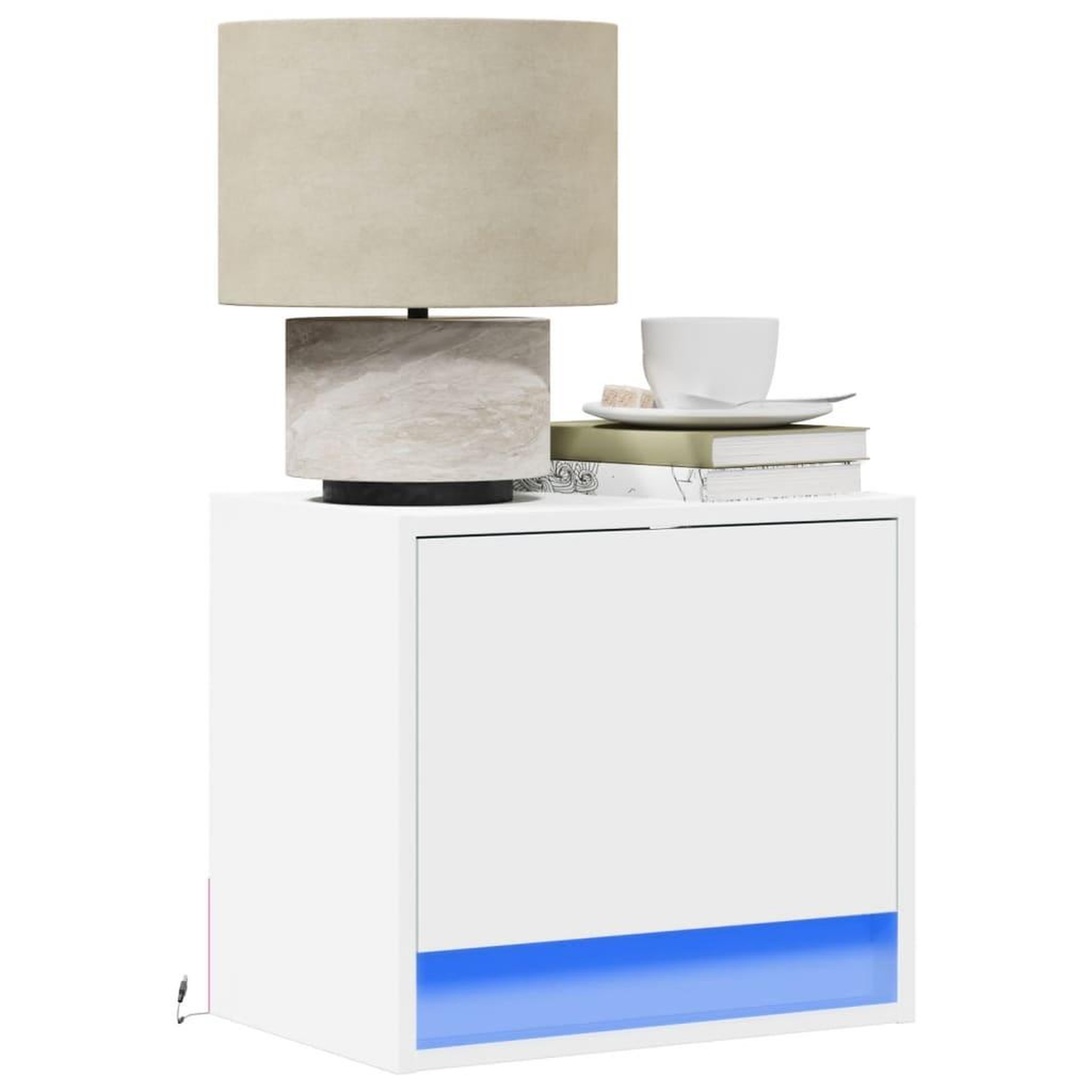 VIDAXL Tables de chevet murales avec lumieres LED 2 pcs blanc