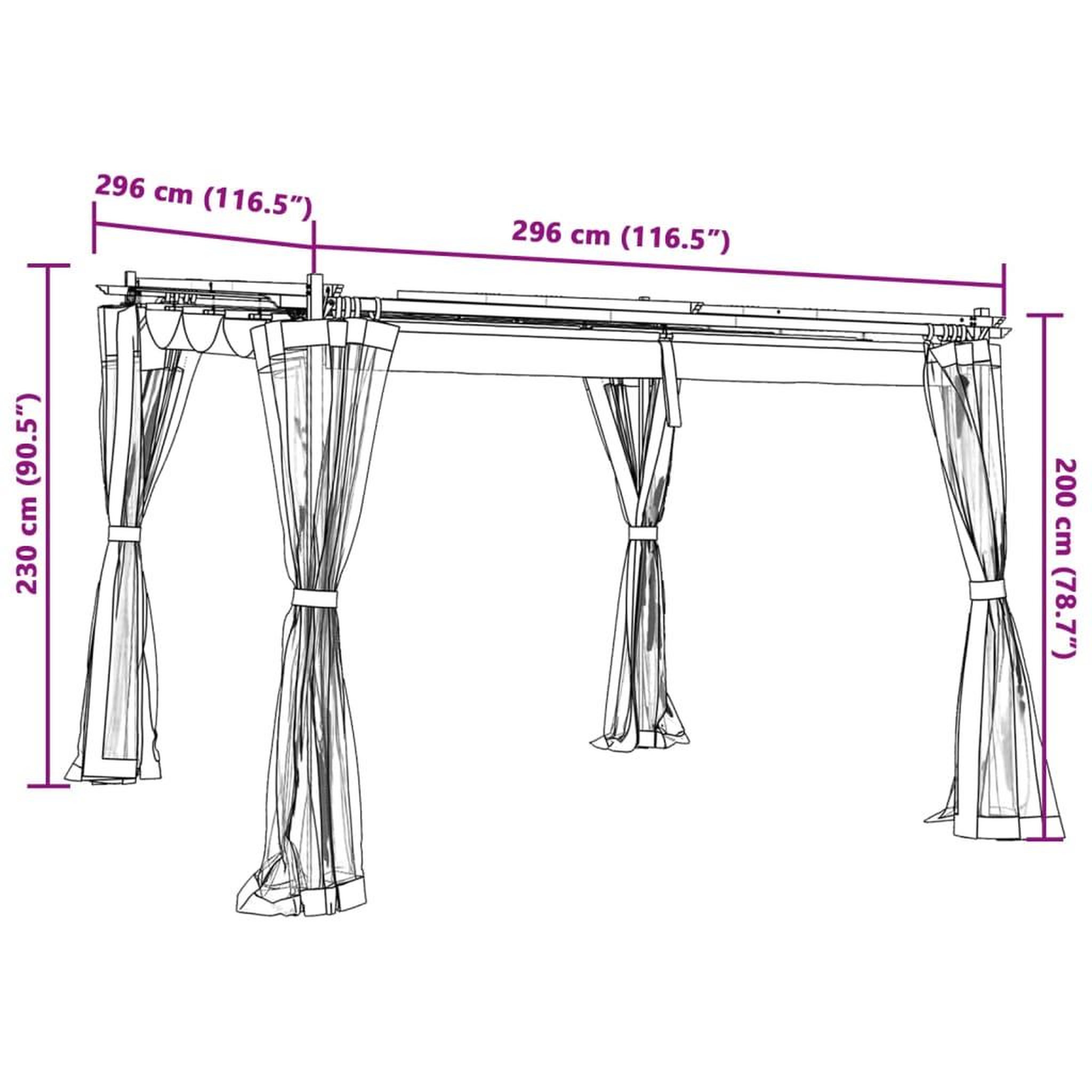 Voir la diapositive 6 : VIDAXL Tonnelle avec parois en filet anthracite 3x3 m acier