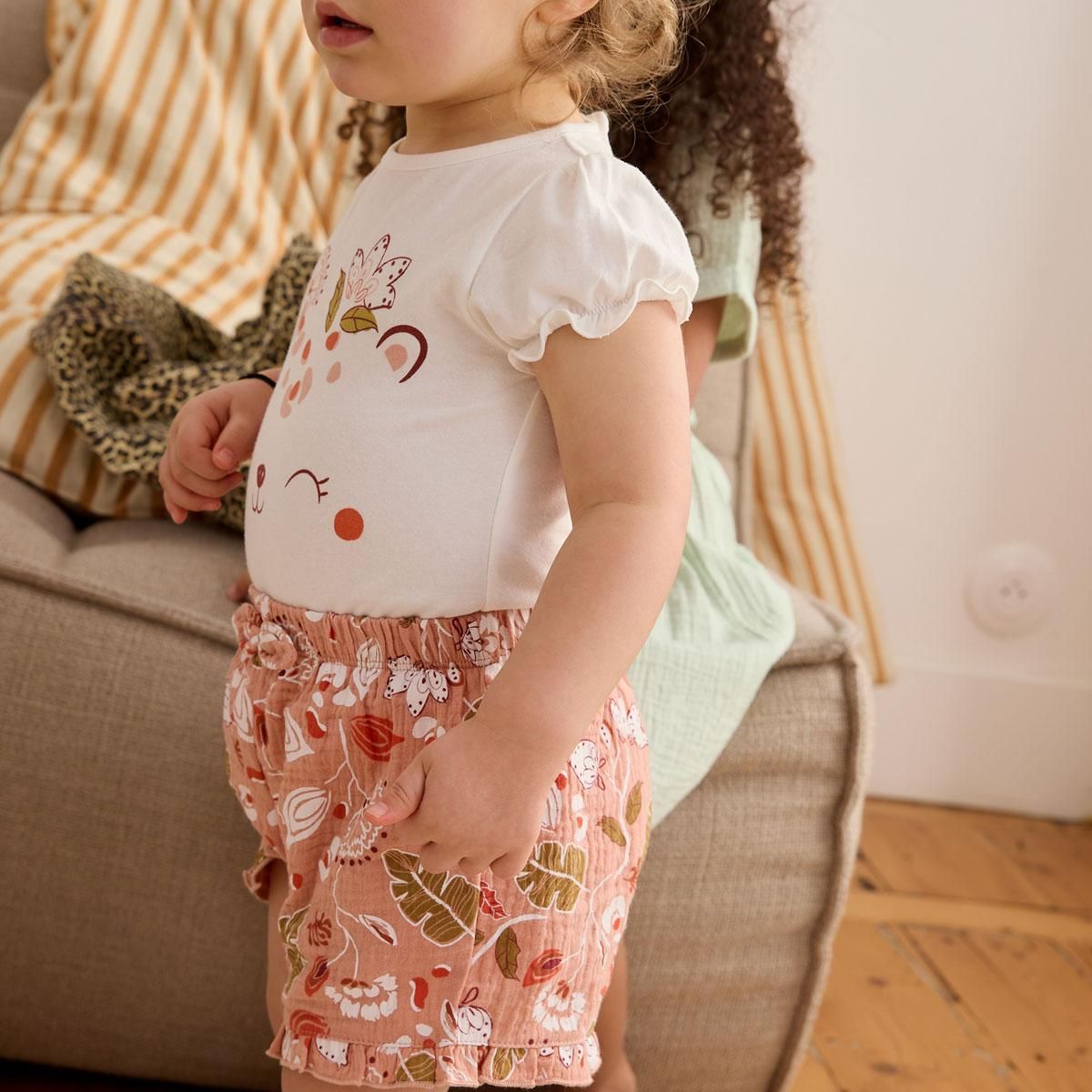 Petit Béguin Ensemble body bébé et short en gaze de coton Mindanao