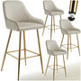 Voir la diapositive 1 : tectake Tabouret de bar en aspect velours rembourré crème/or Ensemble de 4 pièces