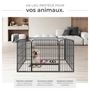 Voir la diapositive 3 : tectake Enclos pour chiots et chiens en 4 parties pliables et modulables gris