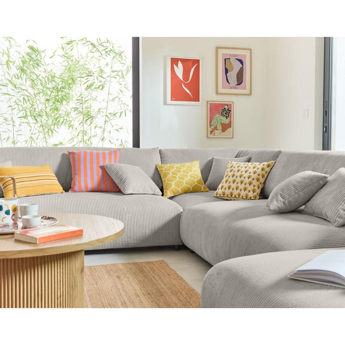 LISA DESIGN Garance - canapé modulable d'angle gauche - 8 places - en velours côtelé