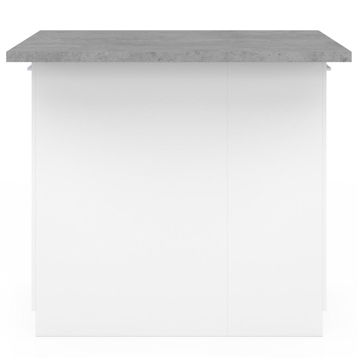 ID MARKET Ilot central IVO 100 cm blanc avec plan de travail effet béton