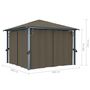 Voir la diapositive 6 : VIDAXL Tonnelle avec rideau et lumieres LED 3x3 m Taupe Aluminium