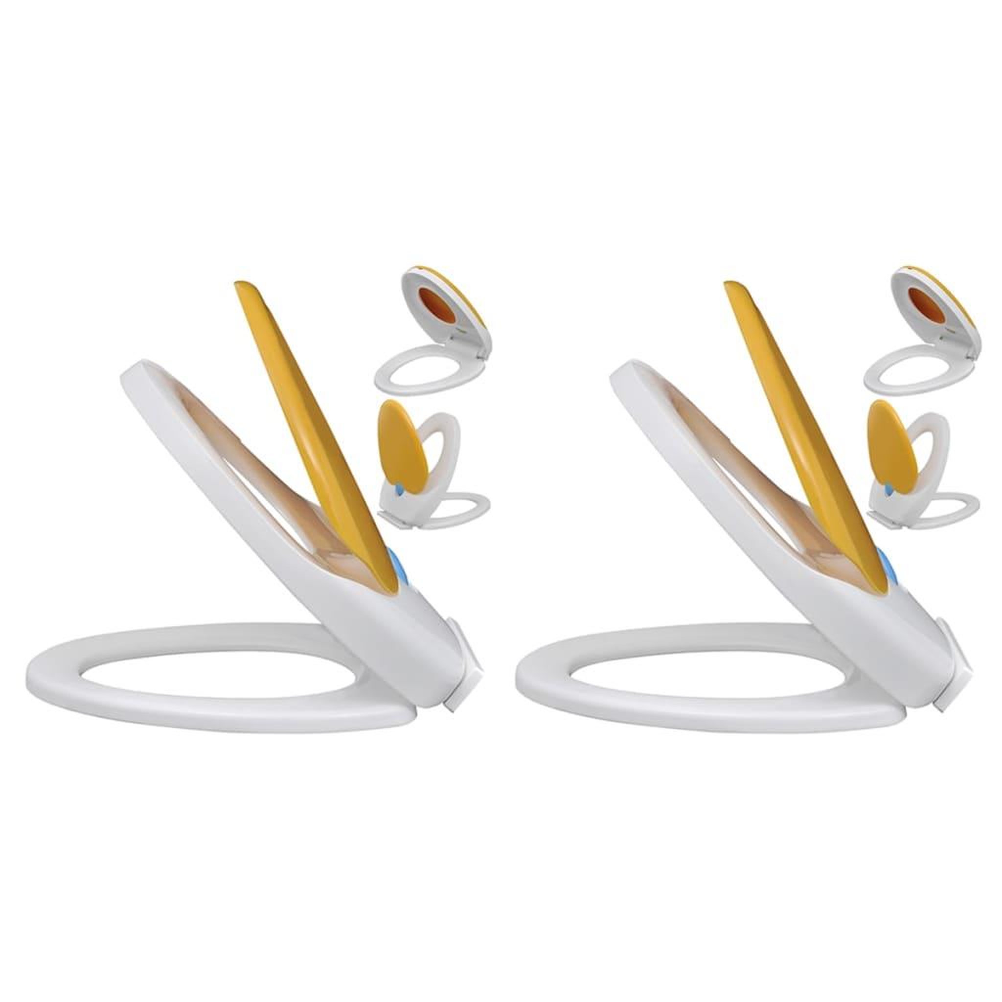 VIDAXL Sieges de toilette et couvercles 2 pcs plastique blanc et jaune