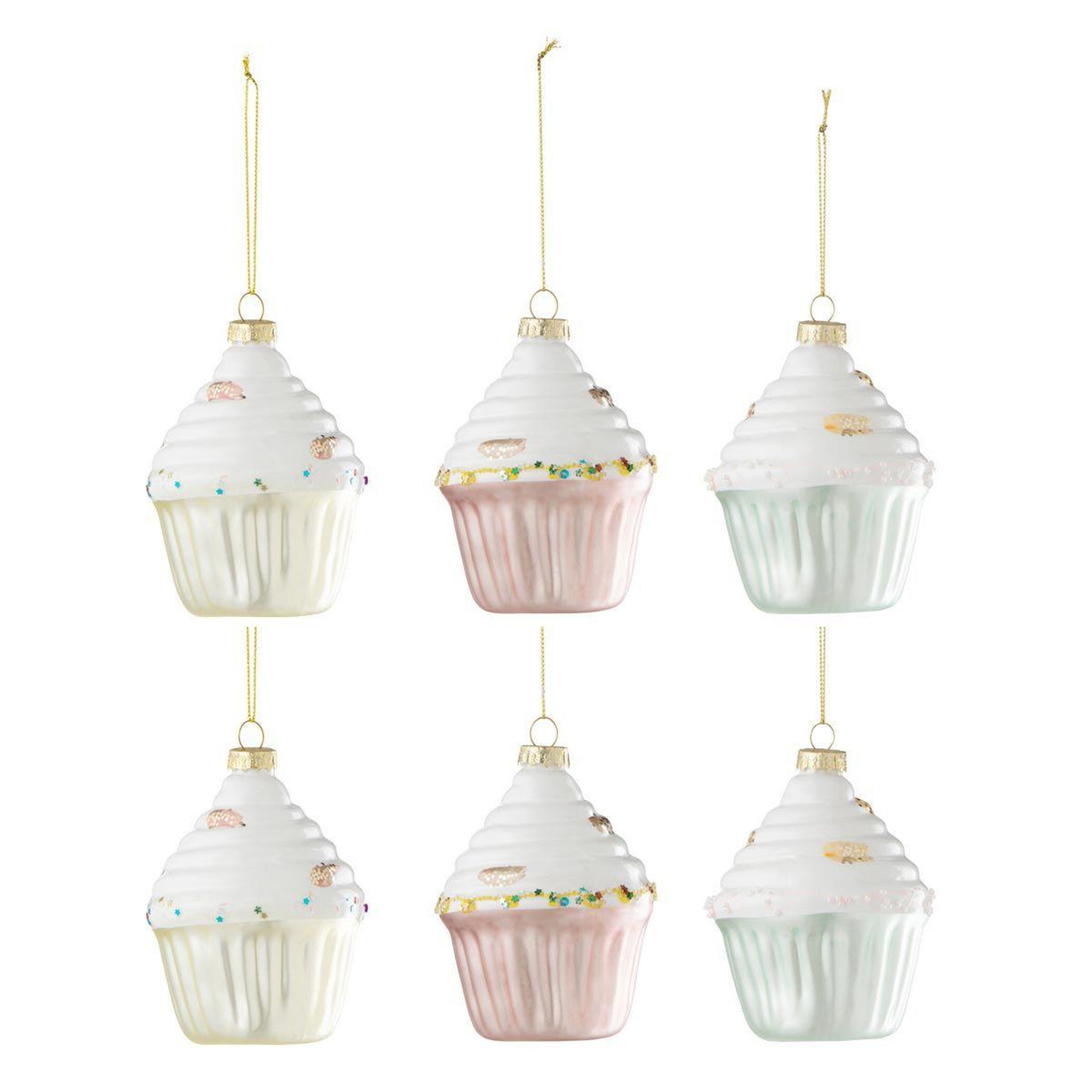J-LINE Lot de 6 sujets de noël  cake  10cm multicolore