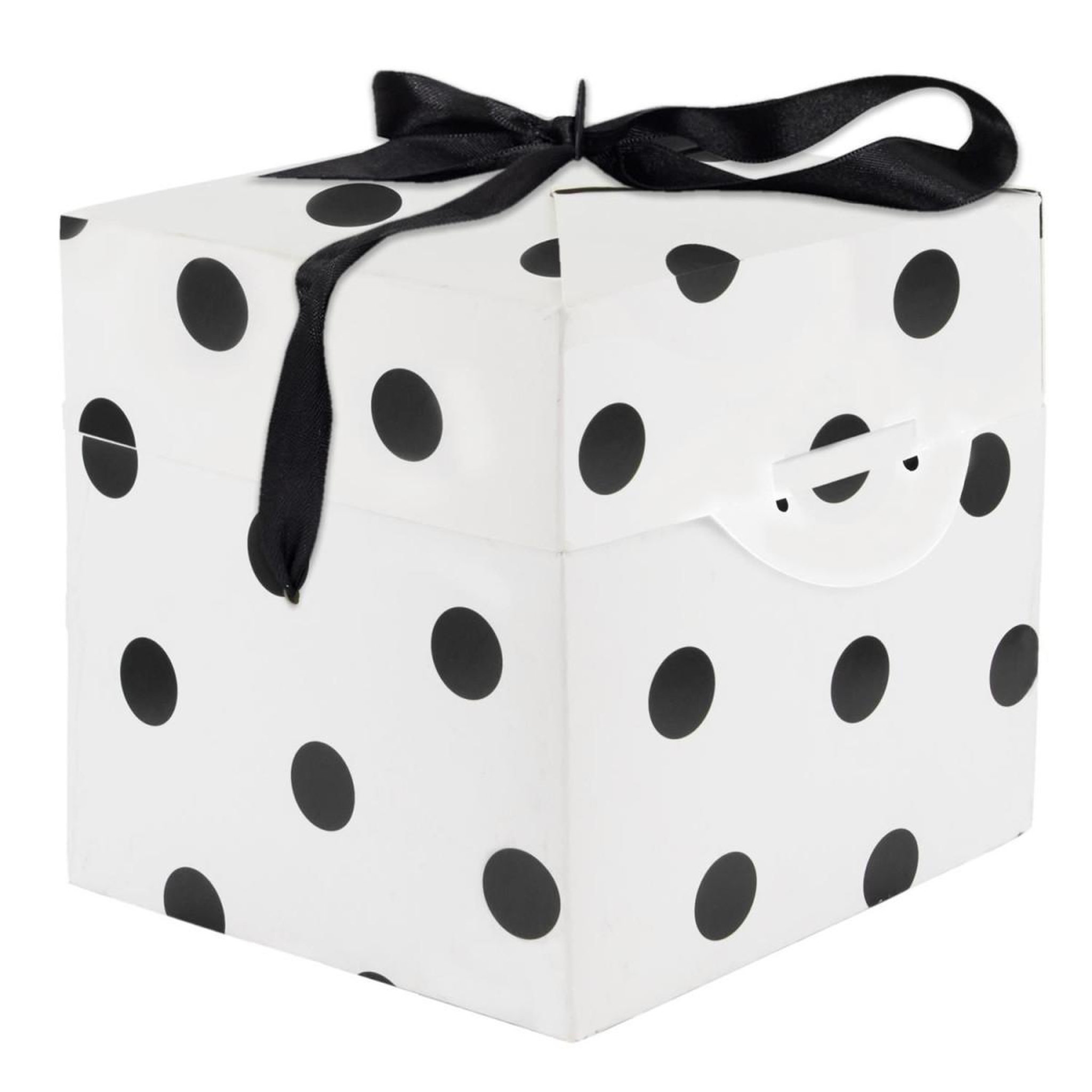 PARTY TIME Boîte cadeau pliable  festif  13cm noir & blanc
