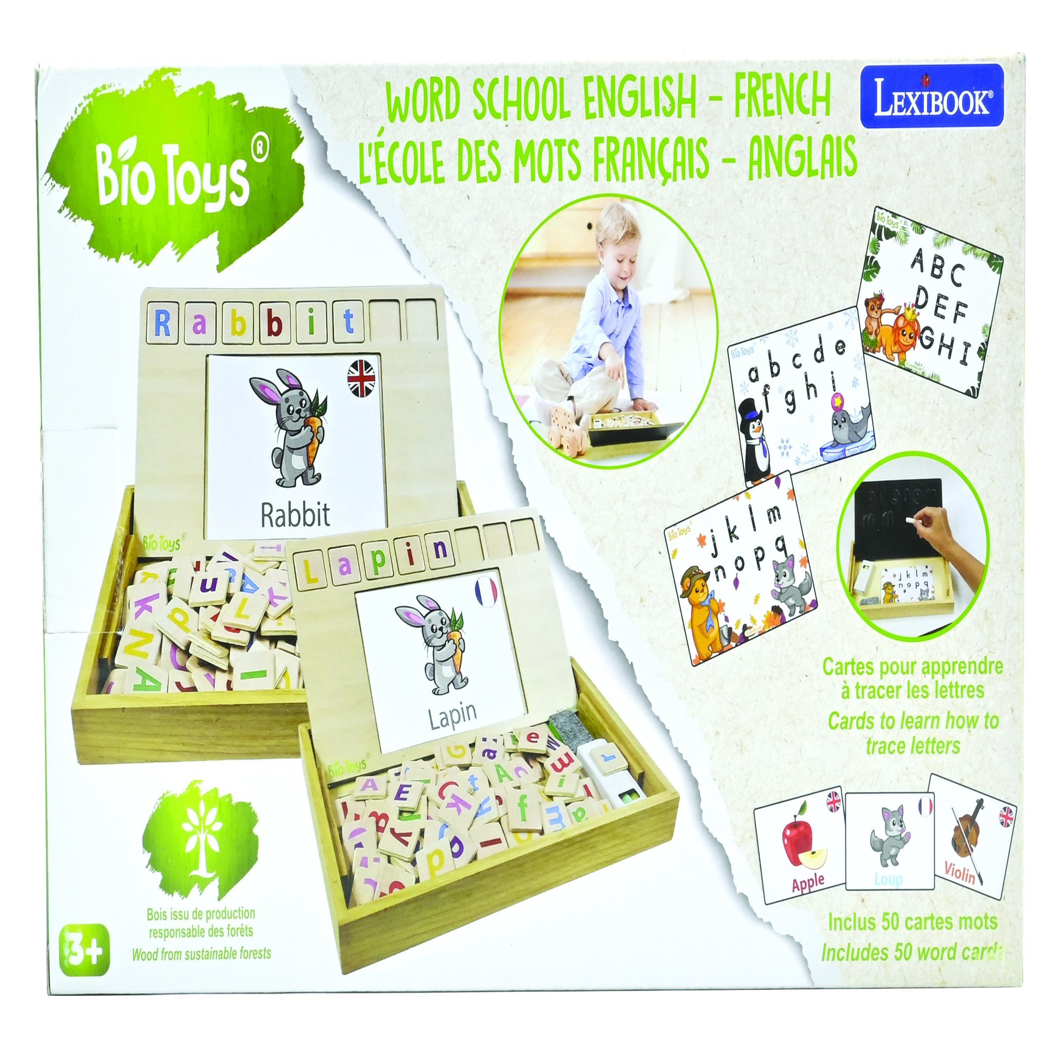 Voir la diapositive 5 : Lexibook Bio Toys L'Ecole des Mots bilingue Français- Anglais - Jeu en Bois