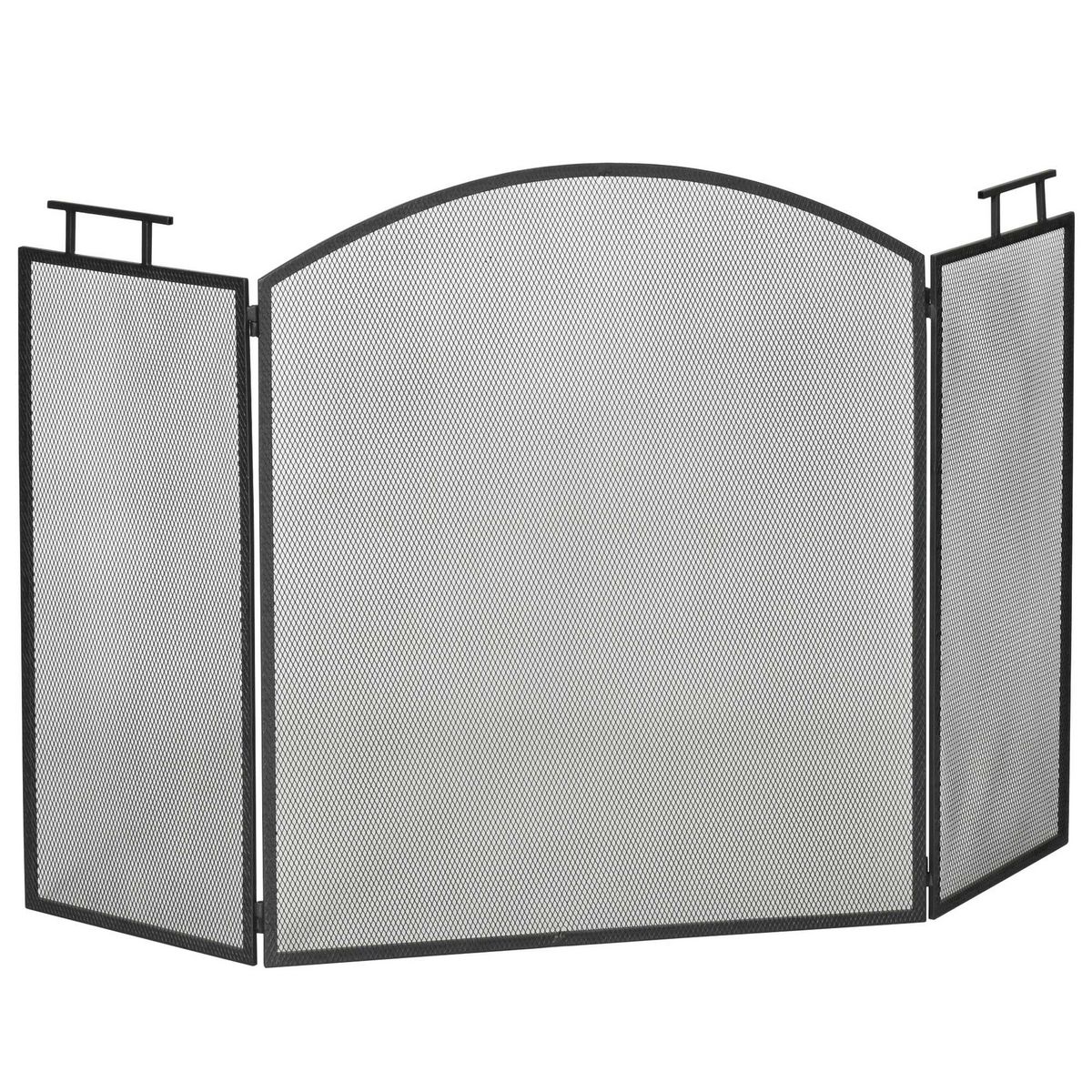 HOMCOM Pare-feu cheminée poêle - pare-étincelles 3 volets pliables - dim. 128L x 2l x 76H cm - métal noir