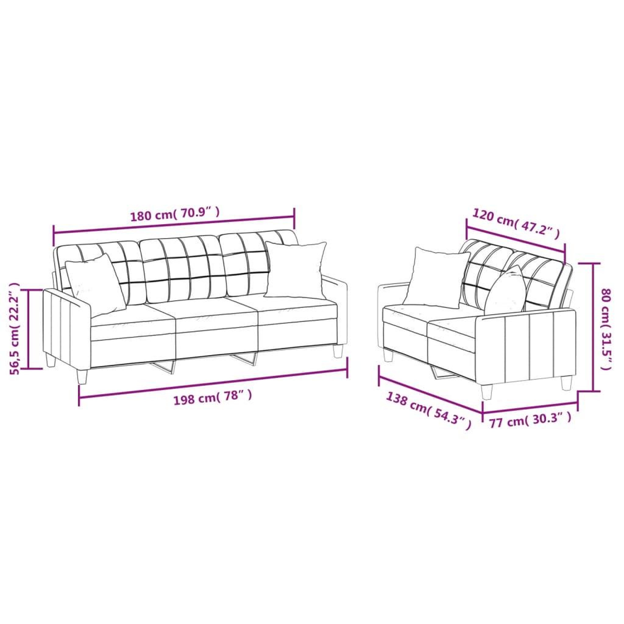 Voir la diapositive 6 : VIDAXL Ensemble de canapes 2 pcs avec coussins creme similicuir