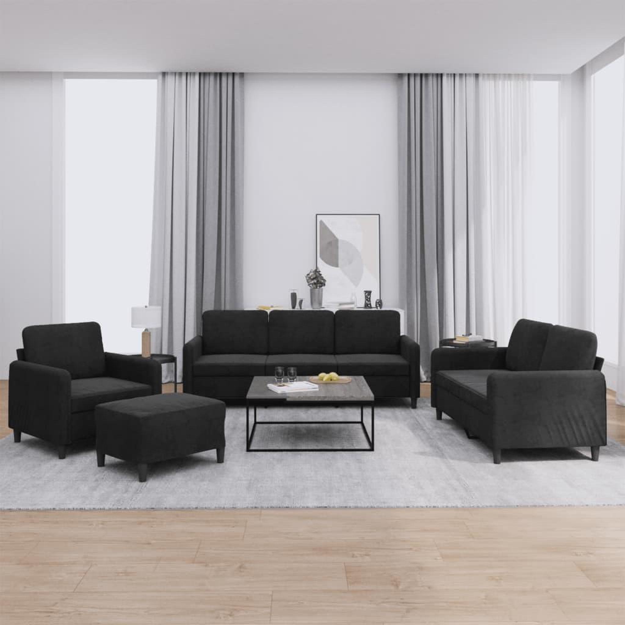 VIDAXL Ensemble de canapes 4 pcs noir velours