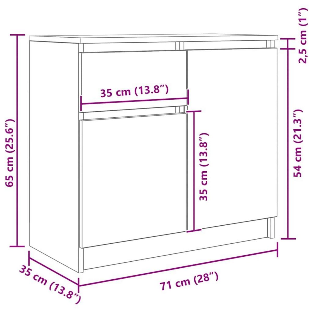 VIDAXL Buffet avec tiroir gris beton 71x35x65 cm bois d'ingenierie