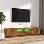 VIDAXL Ensemble de meubles TV avec lumieres LED 2 pcs Chene fume
