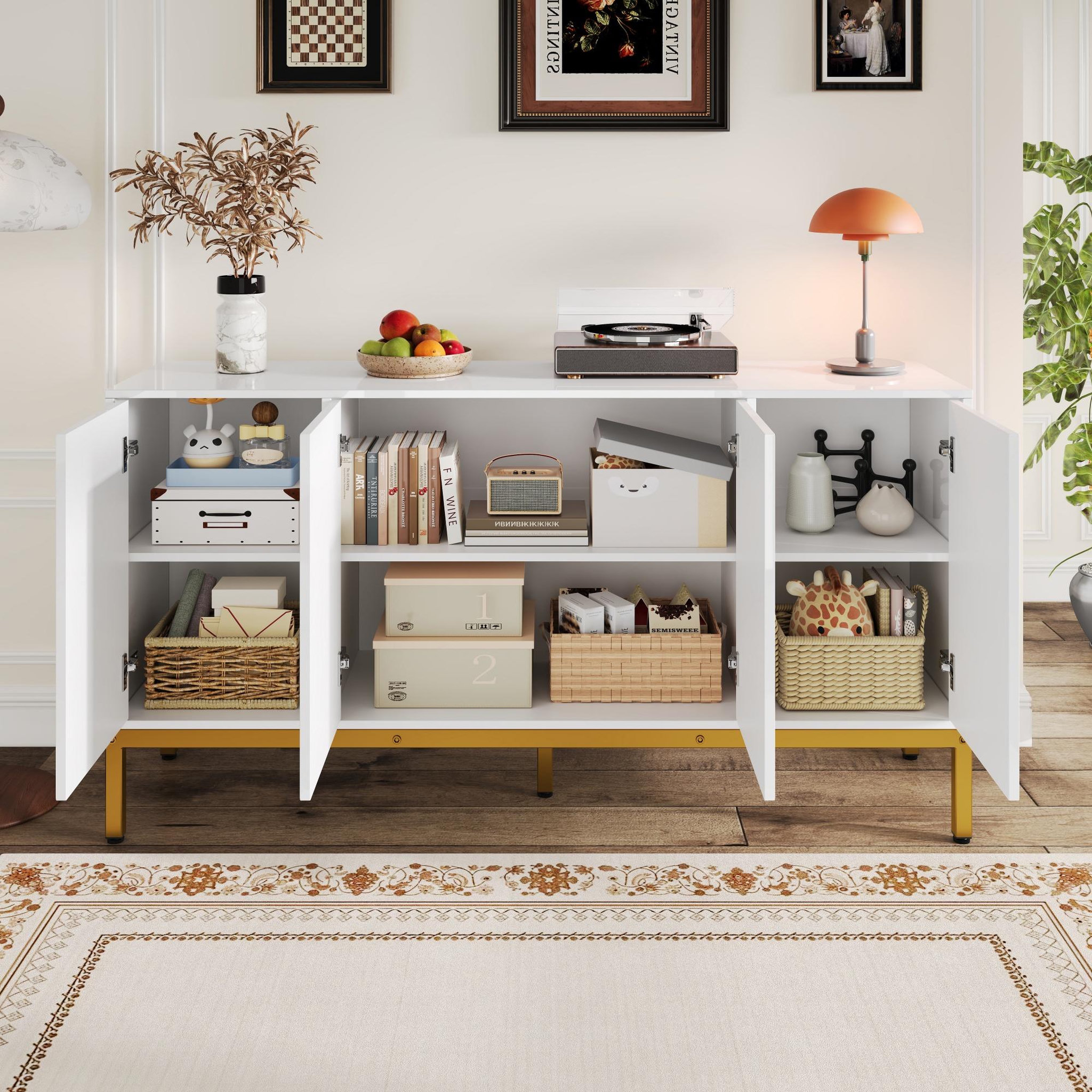 Voir la diapositive 5 : MERAX Buffet 4 porte(s) 0 tiroir(s) - 140 cm blanc mdf