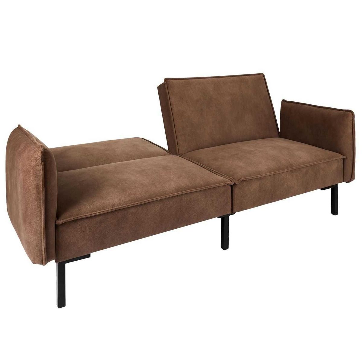 The Home Deco Factory Canapé convertible effet cuir Grimstad - 3 Places - Marron