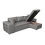 Voir la diapositive 3 :  Canapé 3 places d'angle Droit convertible avec coffre Microfibre gris tissu + 2 poufs inclus ANETTA
