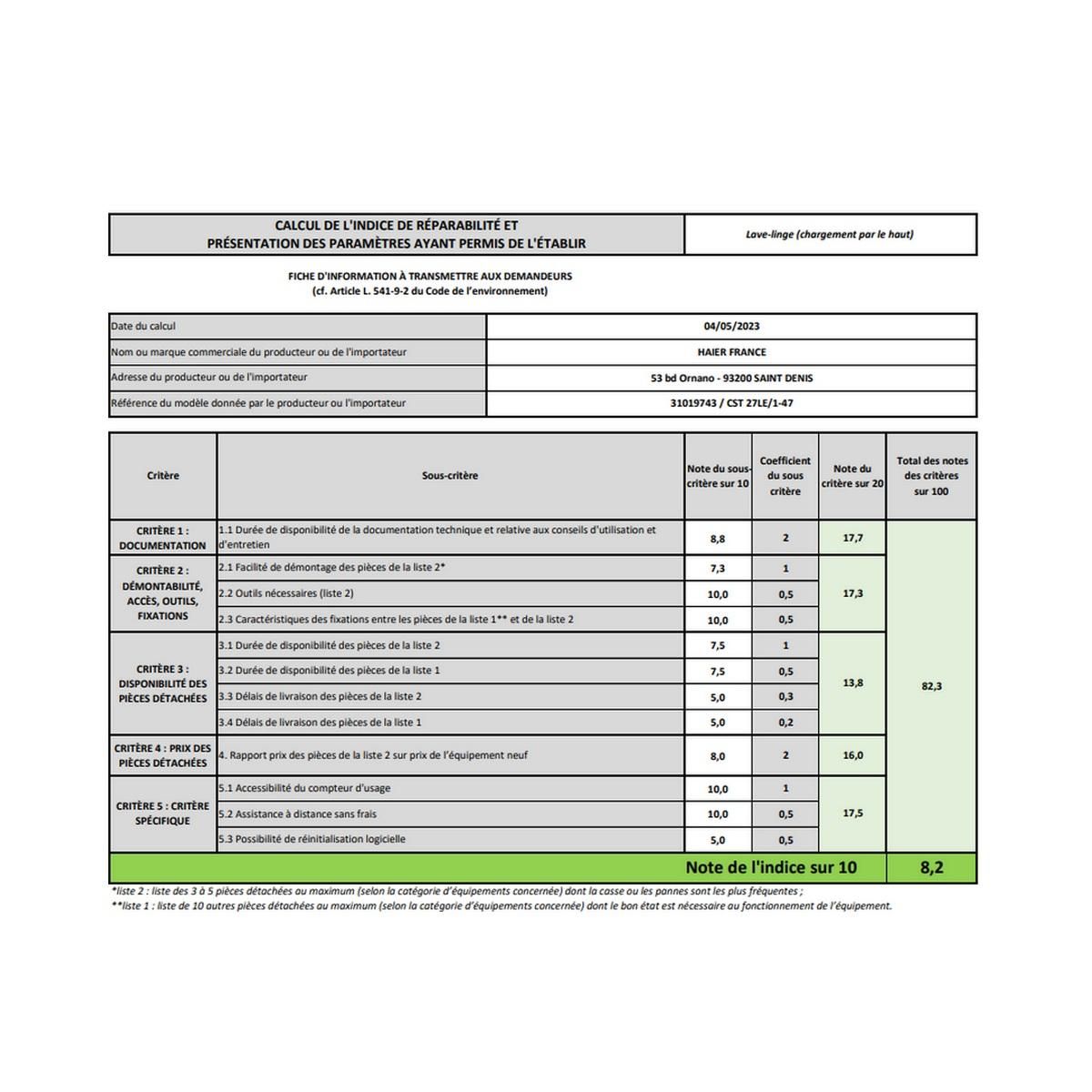 Candy Lave-linge hublot 7kg 1200 tours/min - CSTG27LE1-471