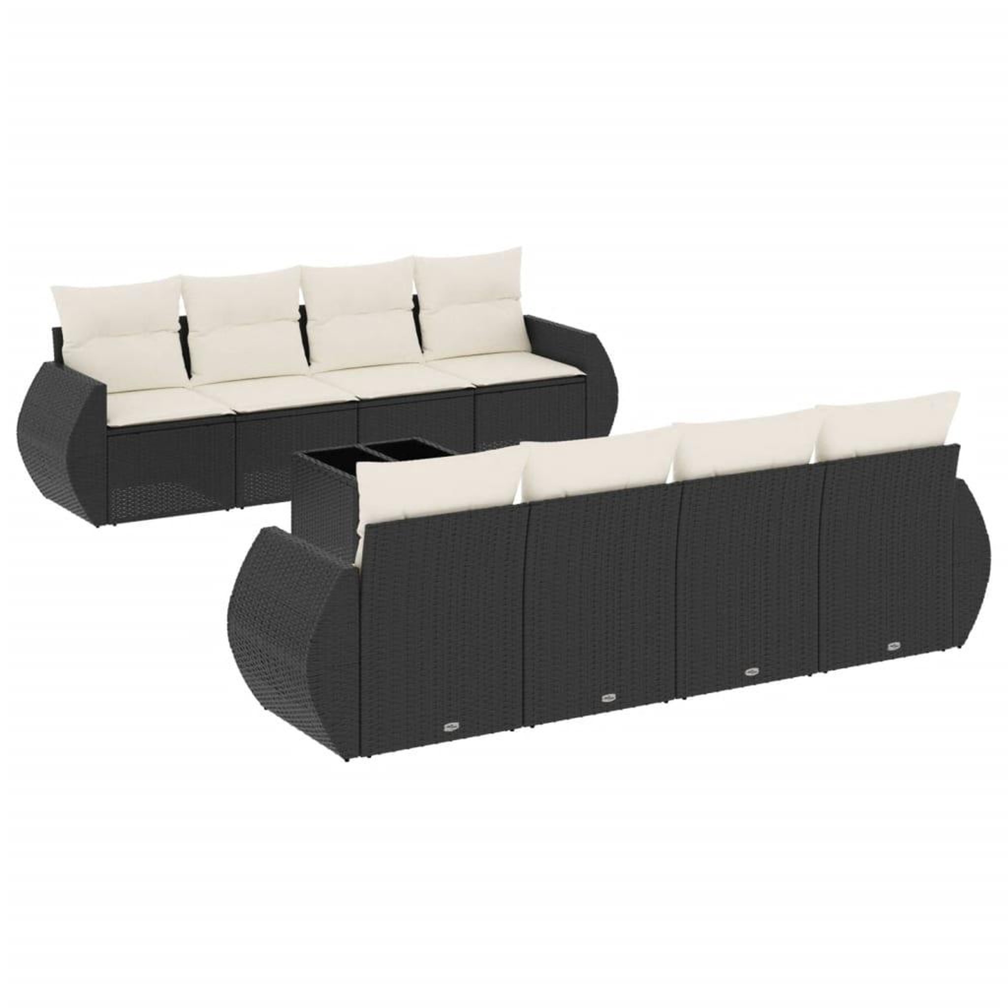 Voir la diapositive 2 : VIDAXL Salon de jardin 9 pcs avec coussins noir resine tressee