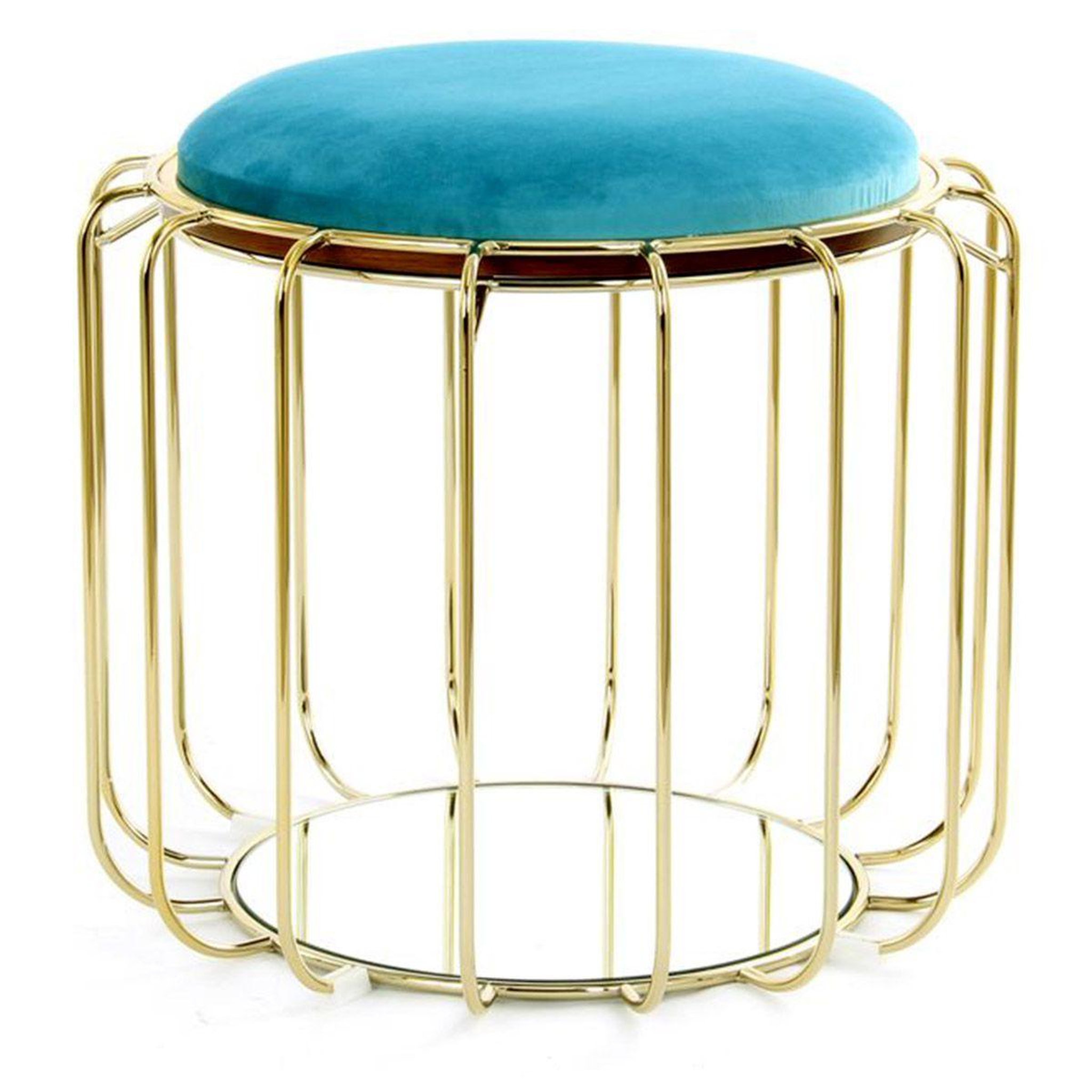 Paris Prix Pouf & table d'appoint  comfortable  50cm turquoise & or