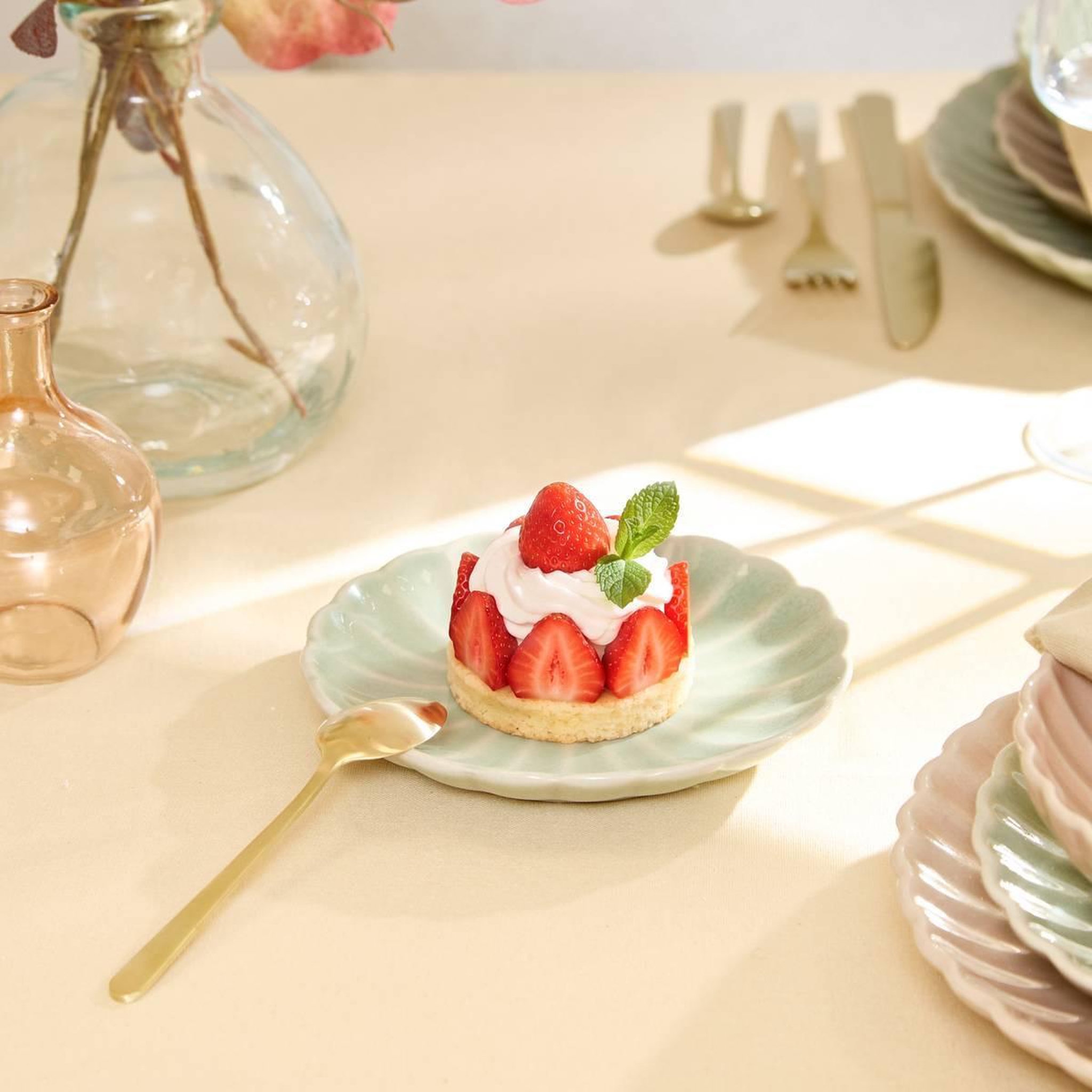 Voir la diapositive 3 : SECRET DE GOURMET Lot de 6 assiettes à pain  romy  15cm vert