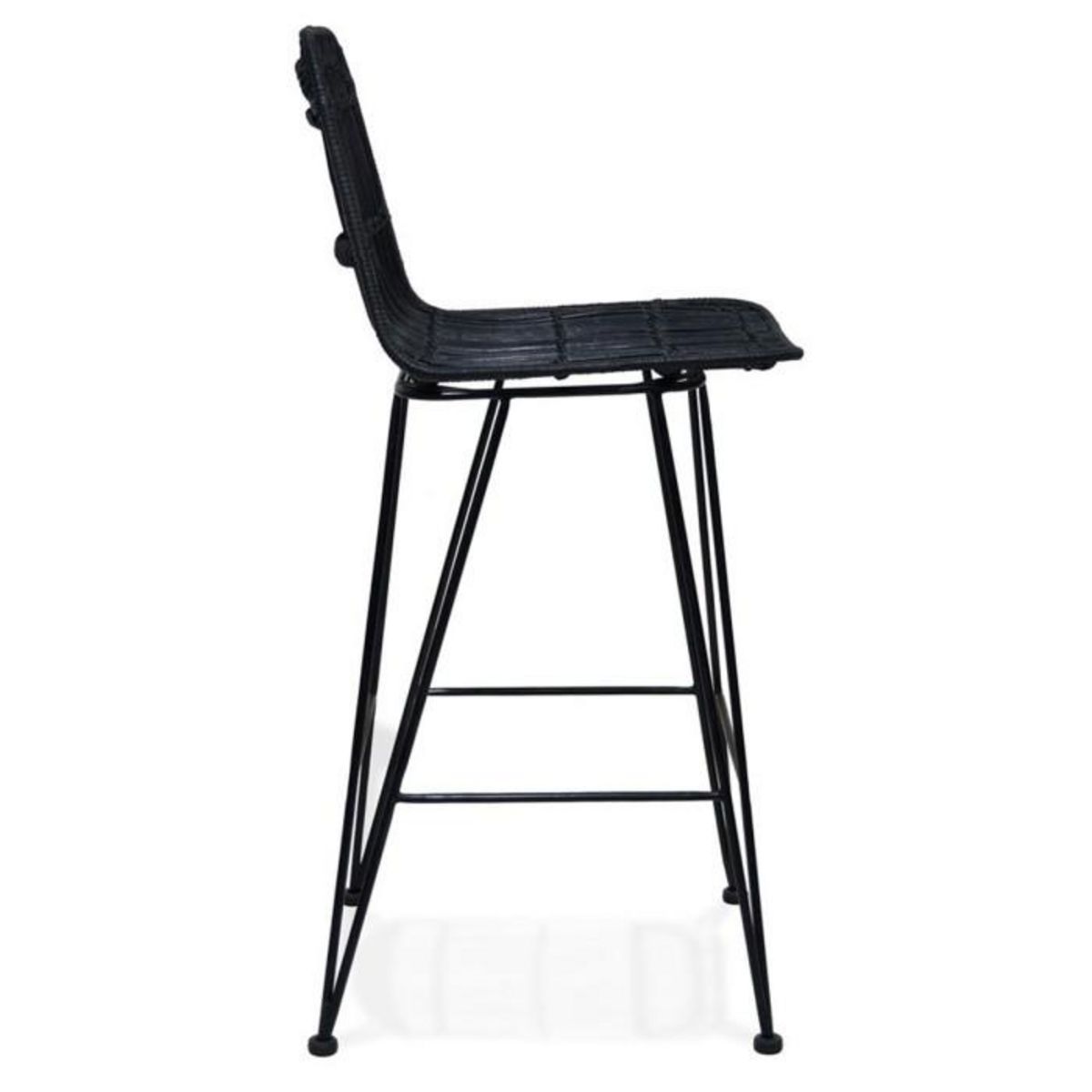 Paris Prix Tabouret de Bar Design en Rotin  Baloin  94cm Noir