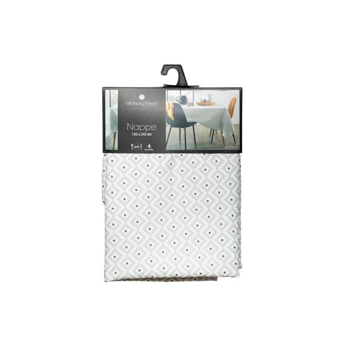 ATMOSPHERA Nappe anti-tache ethnique Ethnik - L. 240 x l . 140 cm - Gris