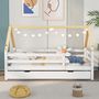 Voir la diapositive 2 : MERAX Lit gigogne 90x200(90x190)cm bois coloris blanc+naturel