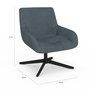 Voir la diapositive 5 : ID MARKET Fauteuil pivotant ALBUS en velours gris pieds noirs