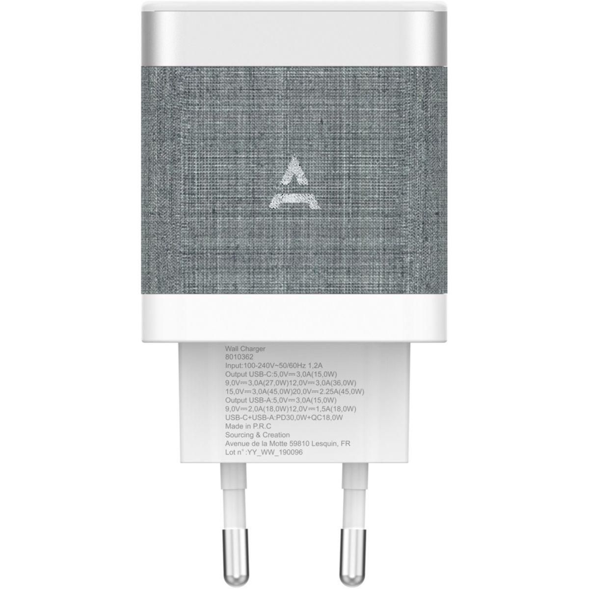 ADEQWAT Chargeur secteur USB-A et USB-C 45W