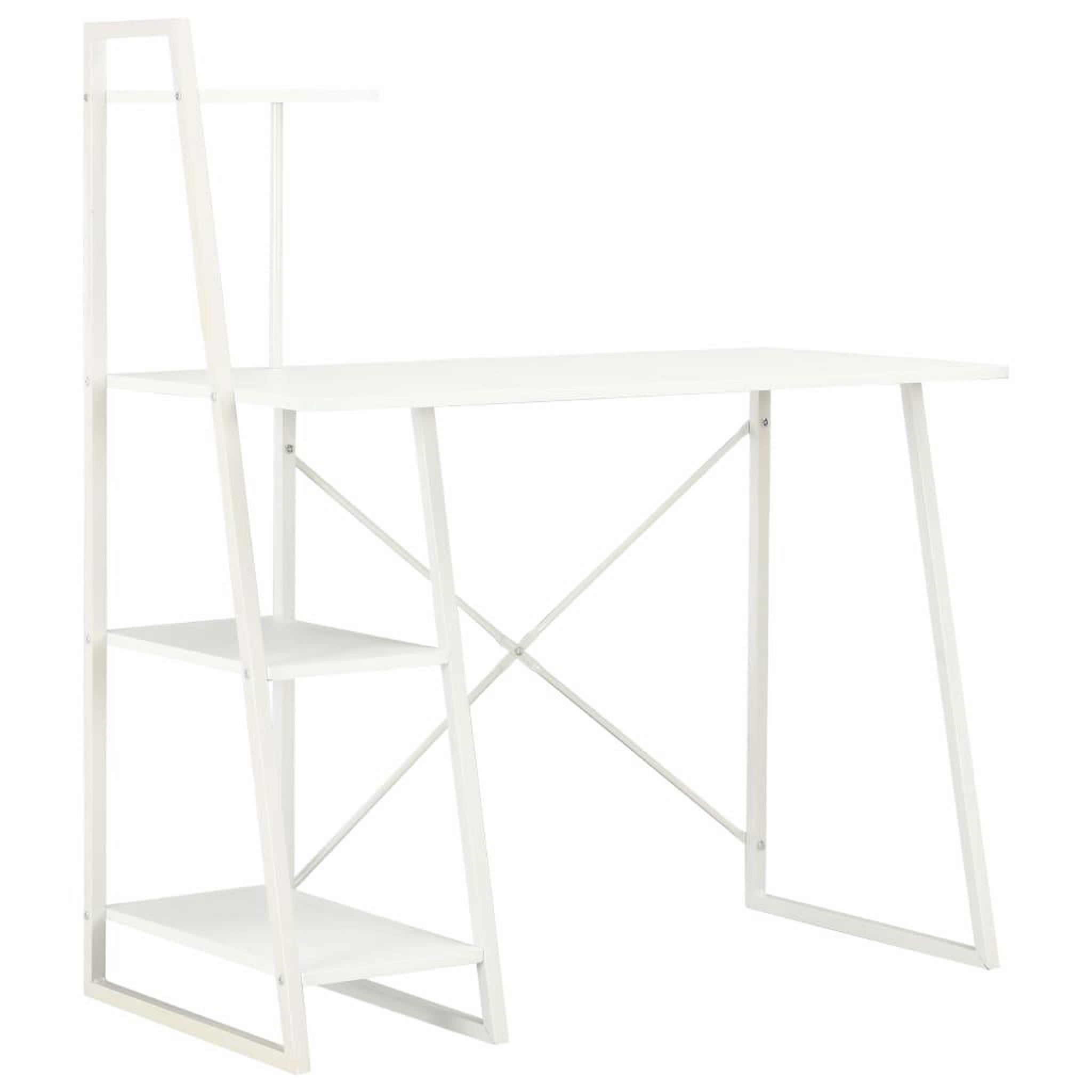 Voir la diapositive 1 : VIDAXL Bureau avec etagere Blanc 102x50x117 cm