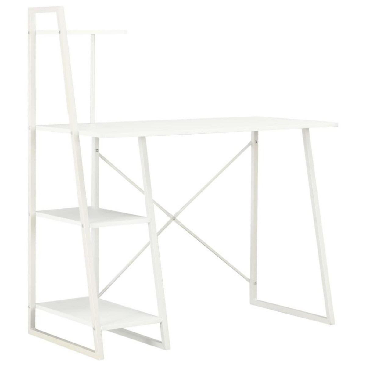 VIDAXL Bureau avec etagere Blanc 102x50x117 cm