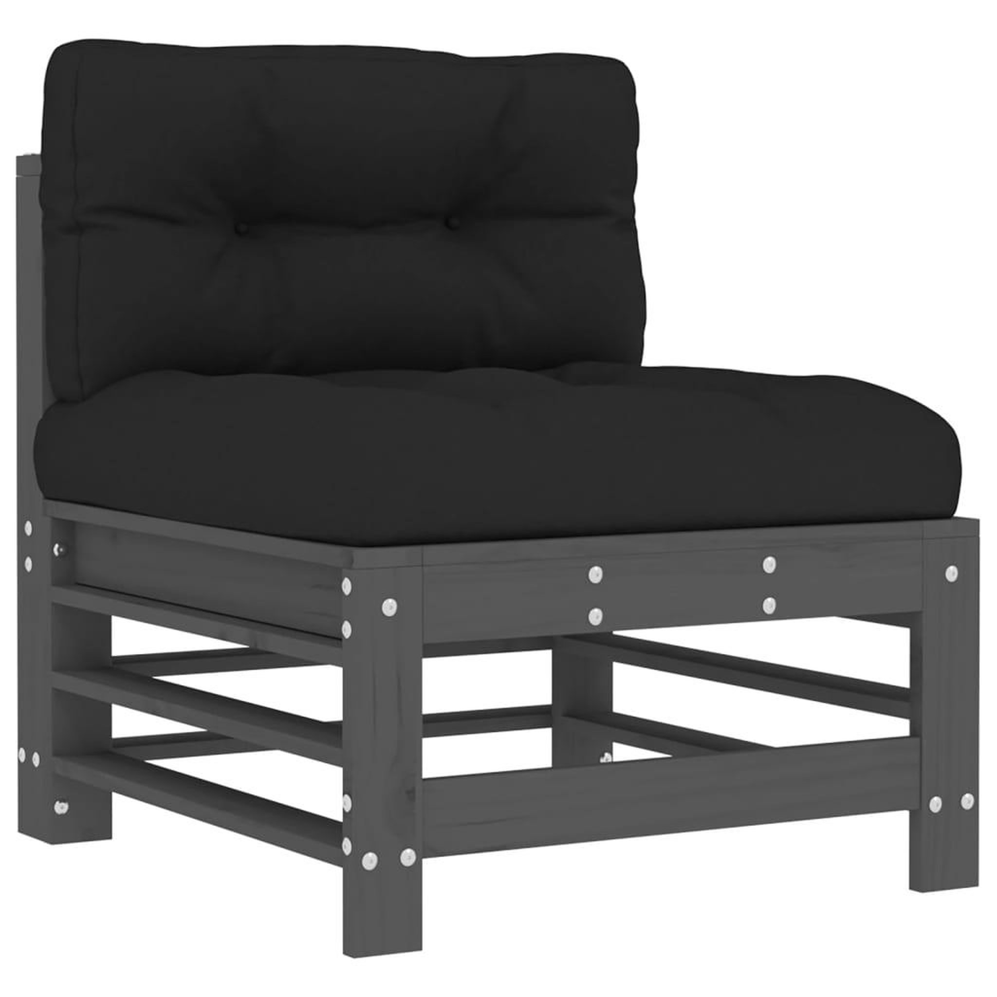 Voir la diapositive 4 : VIDAXL Salon de jardin 3 pcs avec coussins gris bois massif