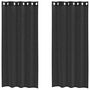 Voir la diapositive 2 : VIDAXL Rideaux en voile avec œillets 2 pcs noir 140x245 cm