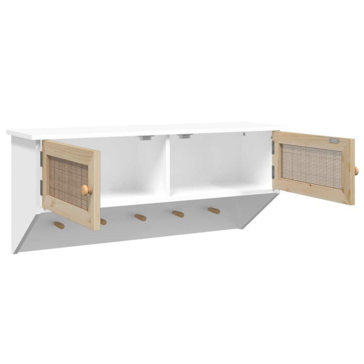 VIDAXL Porte-manteau mural Blanc Bois d'ingenierie et rotin naturel