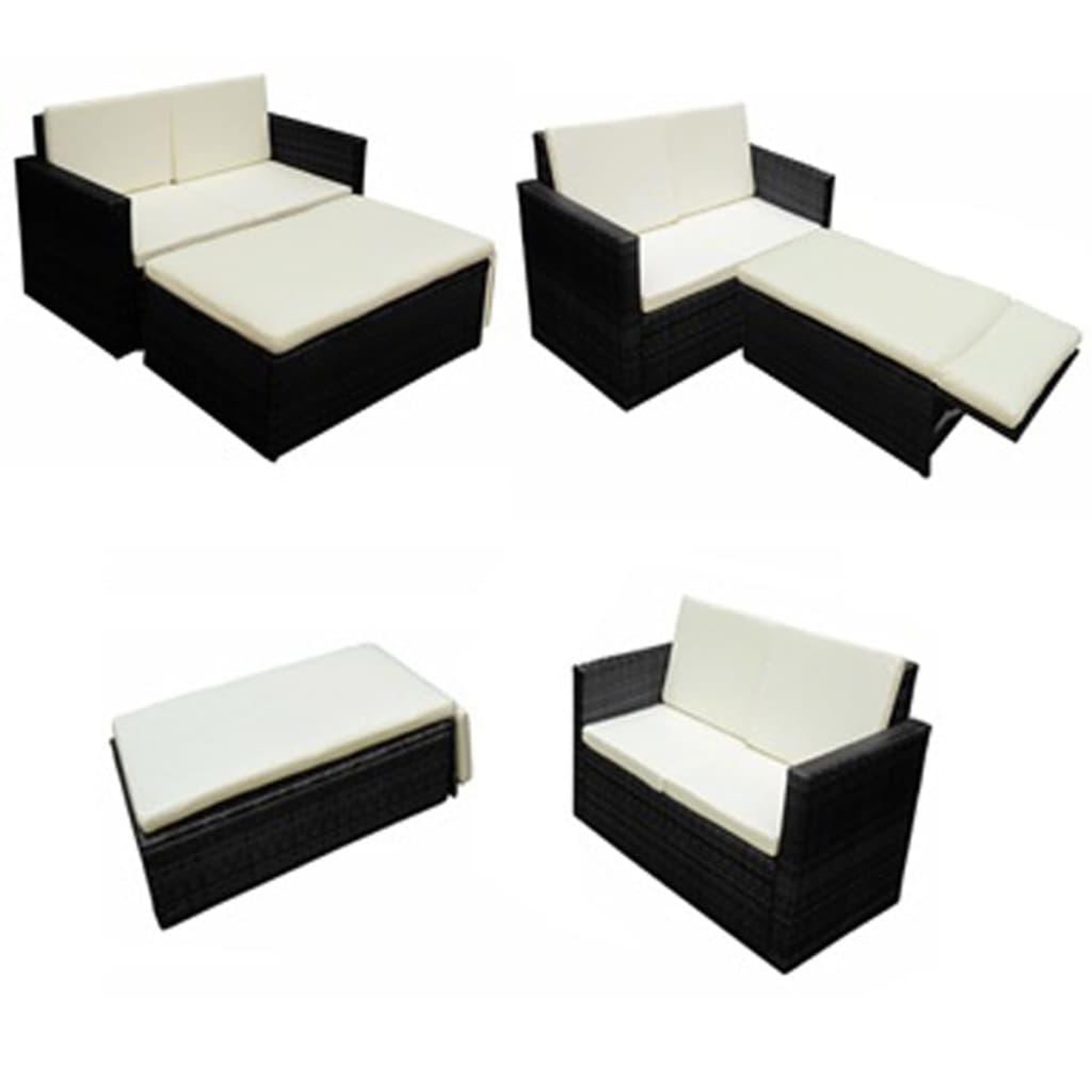 Voir la diapositive 4 : VIDAXL Salon de jardin 2 pcs avec coussins Resine tressee Noir