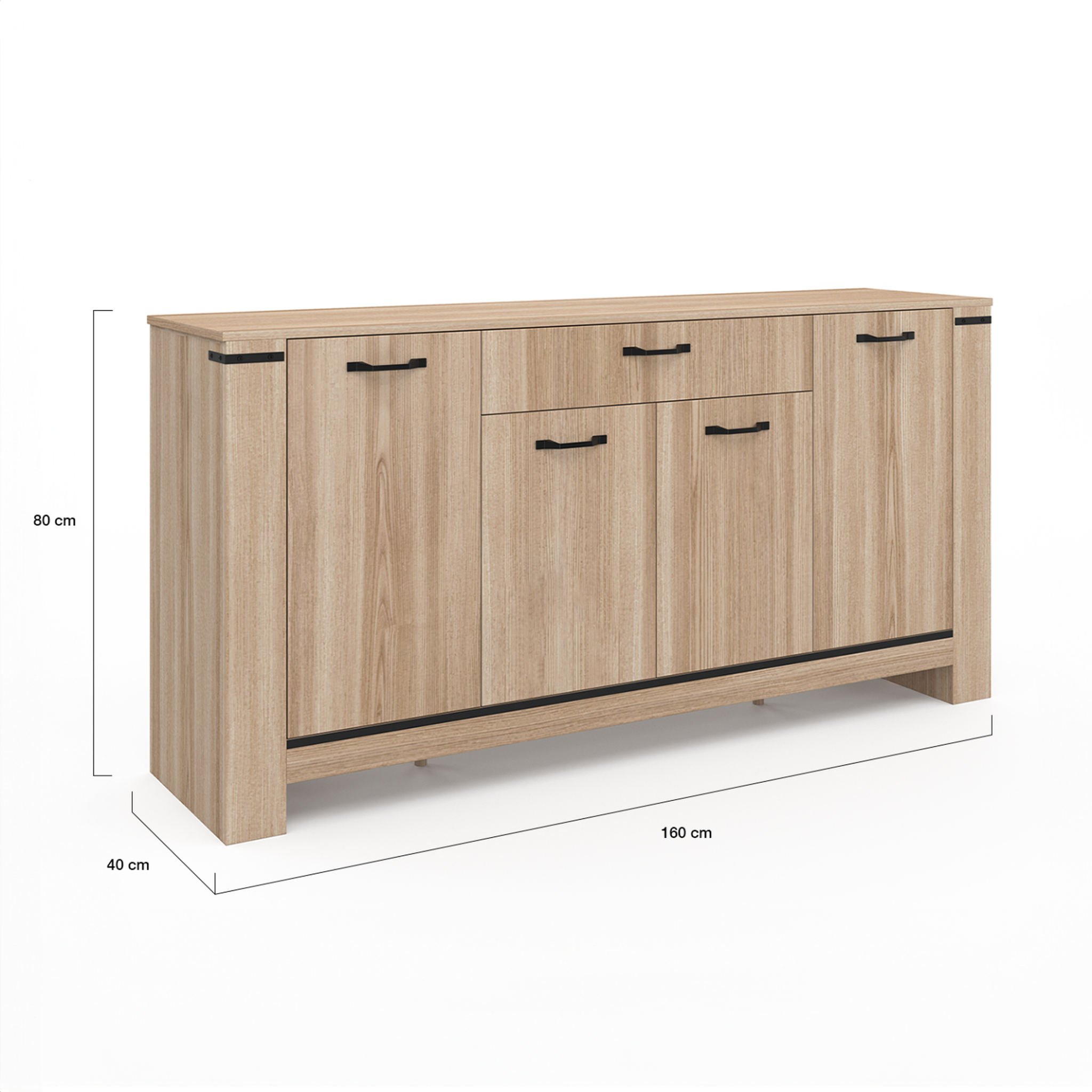 Voir la diapositive 5 : ID MARKET Buffet 160 m idaho 4 portes avec tiroir design contemporain
