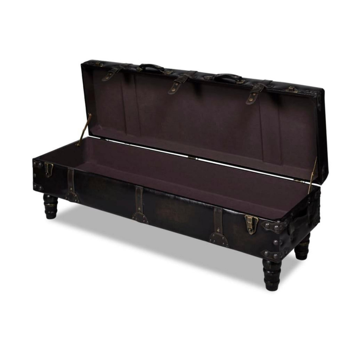 VIDAXL Banc long de rangement marron