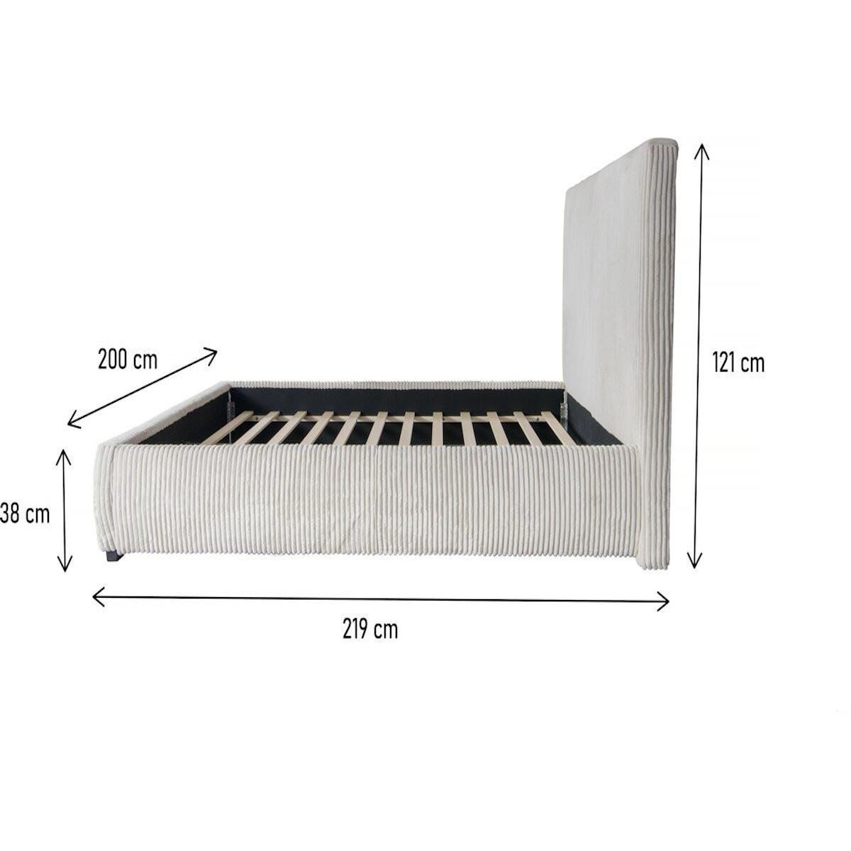 Habitat et Jardin Lit double en velours côtelé  Montana  - 180 x 200 cm - Beige