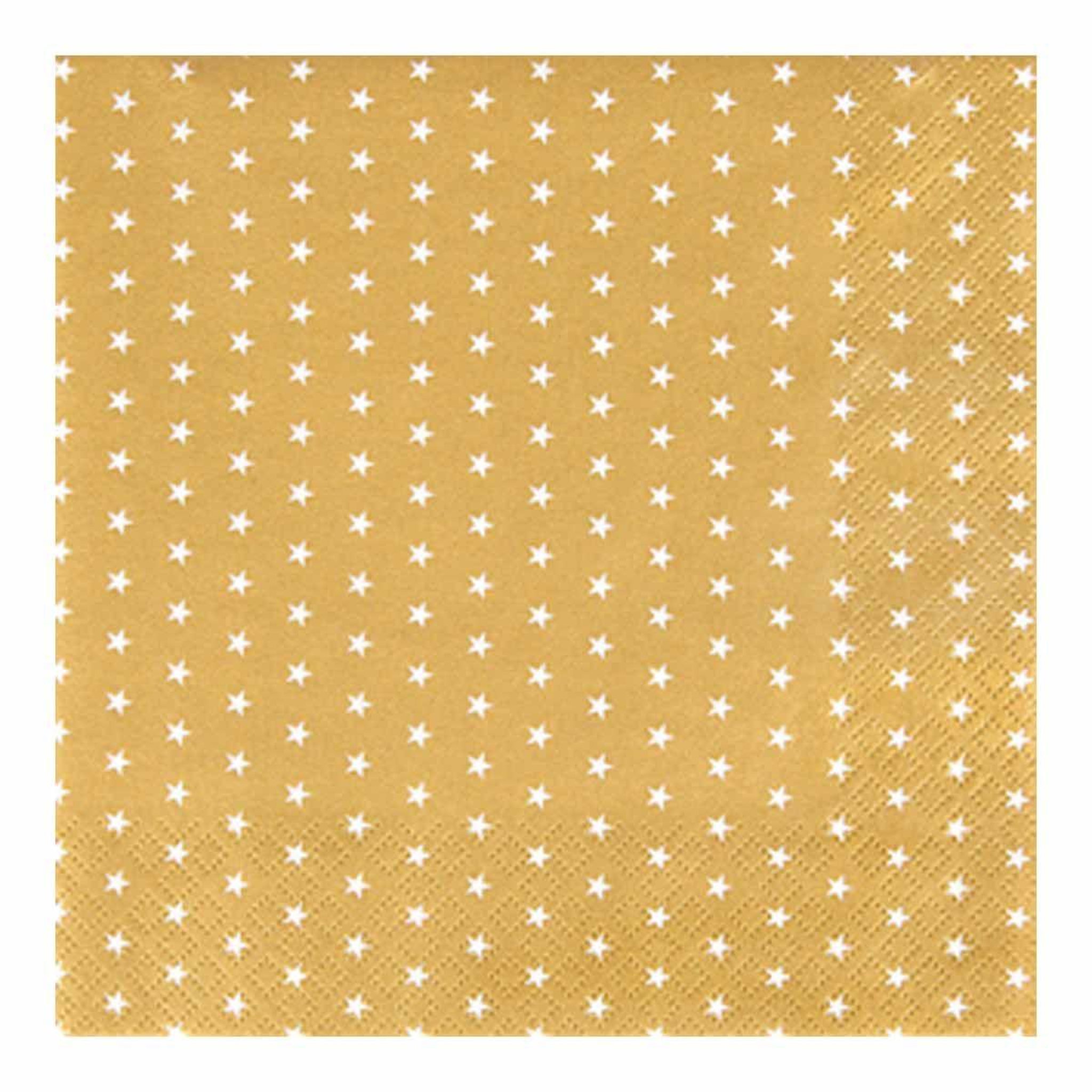 HOMEA Lot de 20 Serviettes en Papier  Étoile  25x25cm Or