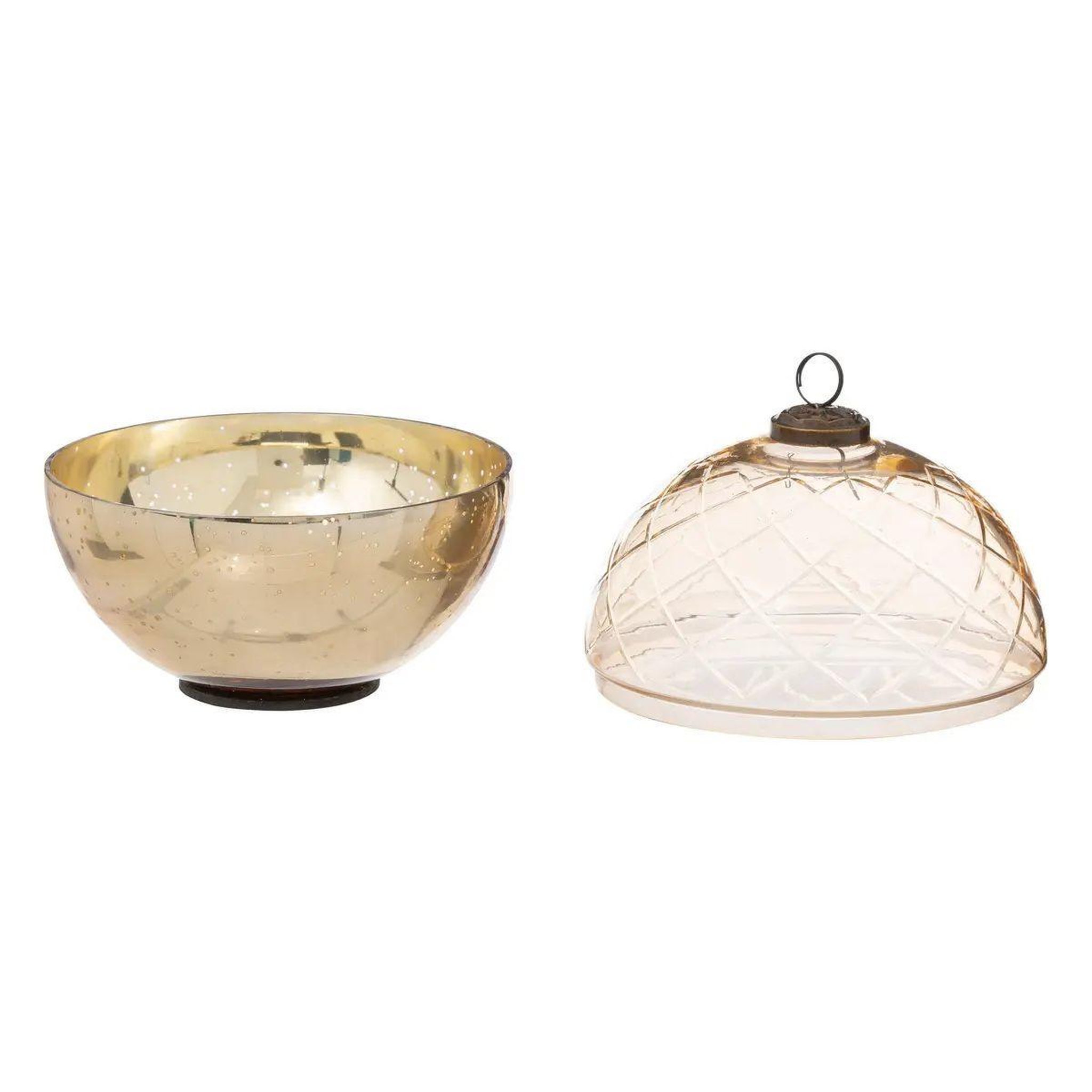 Voir la diapositive 2 : ATMOSPHERA Boîte déco en verre  boule  15cm or
