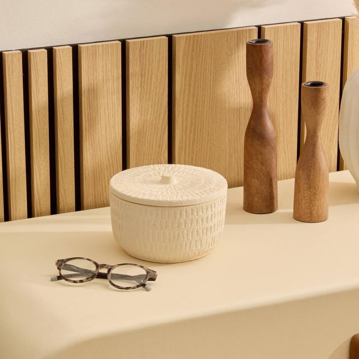 ATMOSPHERA Boîte Déco en Céramique  Sien  15cm Blanc