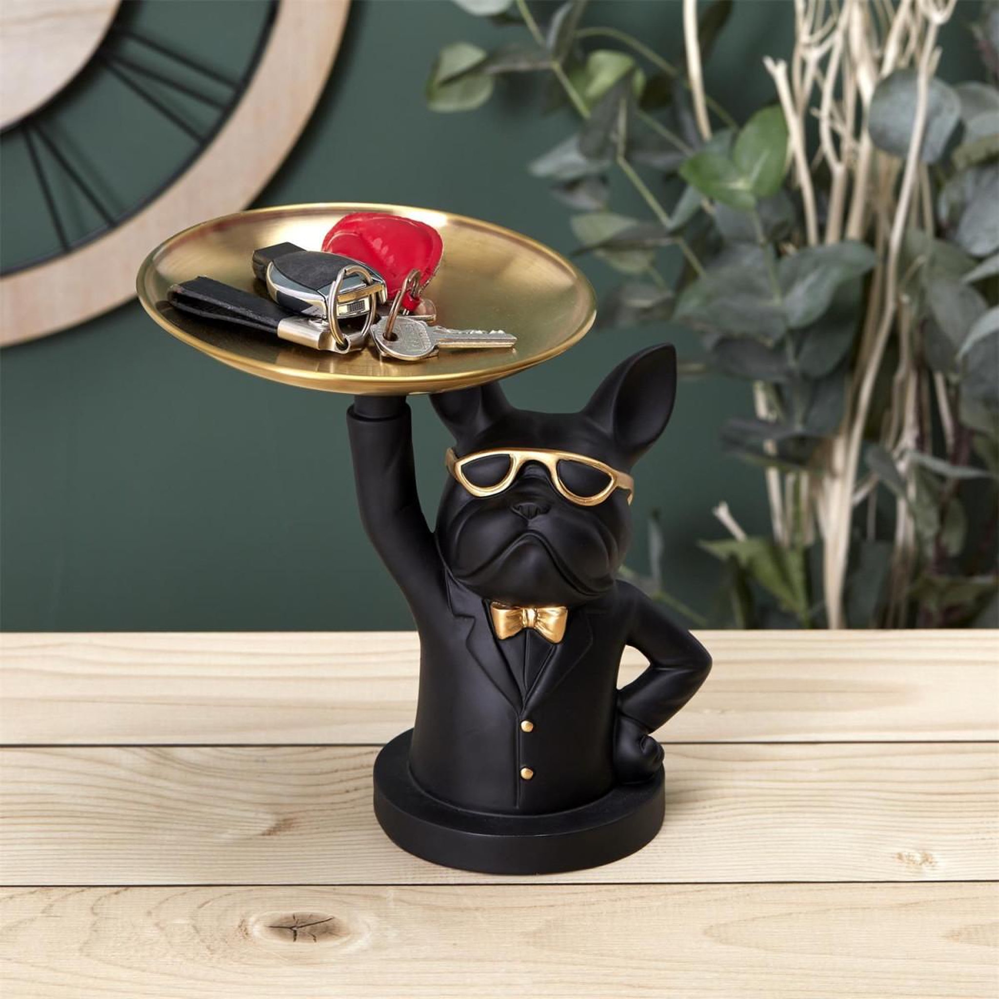 Voir la diapositive 5 : The Home Deco Factory Statuette & vide-poche  bulldog ii  21cm noir